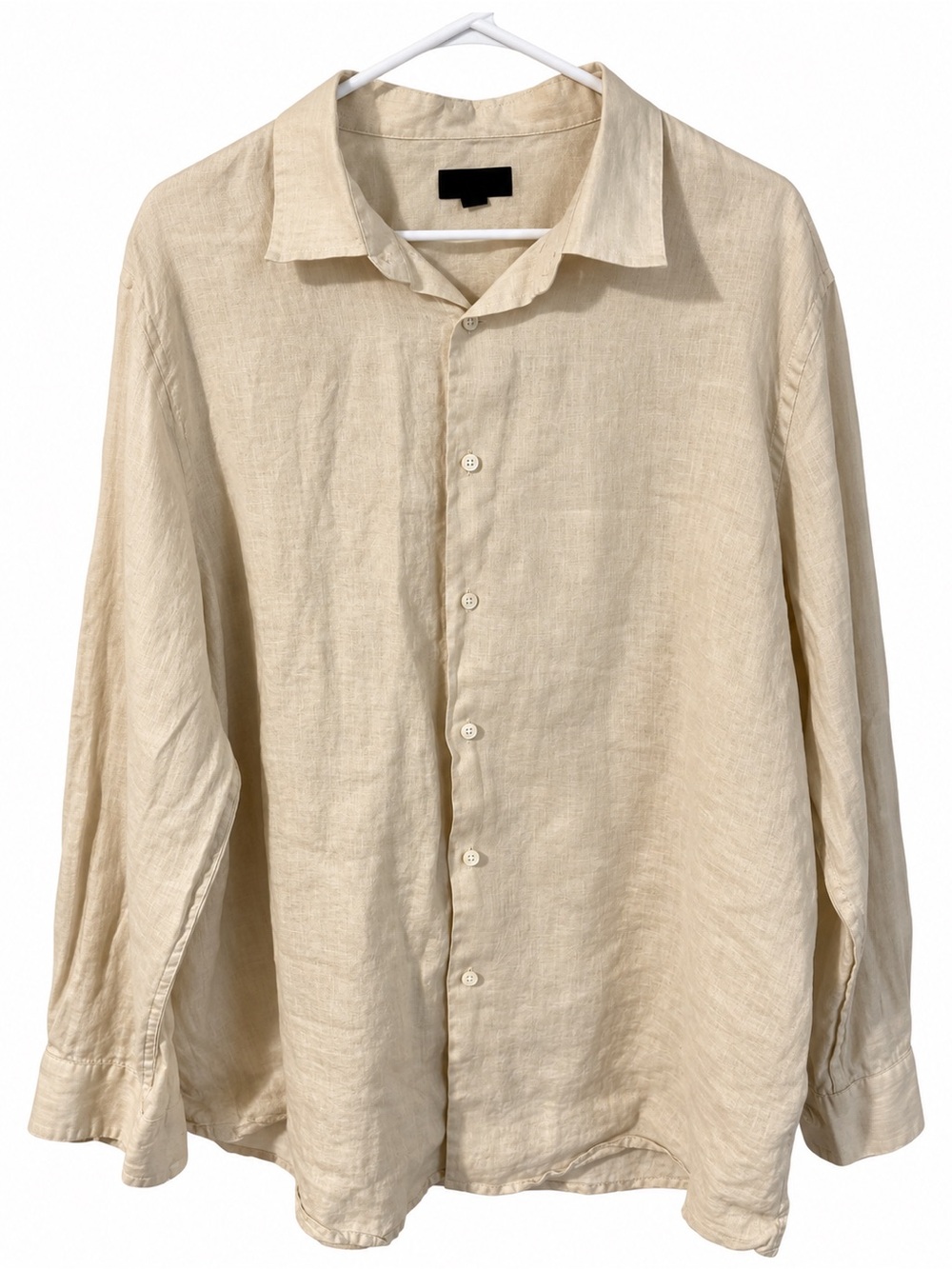 Men’s Club Room Cream Button-Down 100% Linen Shirt size xxl